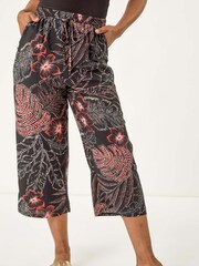 Roman Black Petite Abstract Culotte Trouser - Image 4 of 5