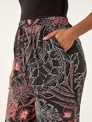 Roman Black Petite Abstract Culotte Trouser - Image 5 of 5