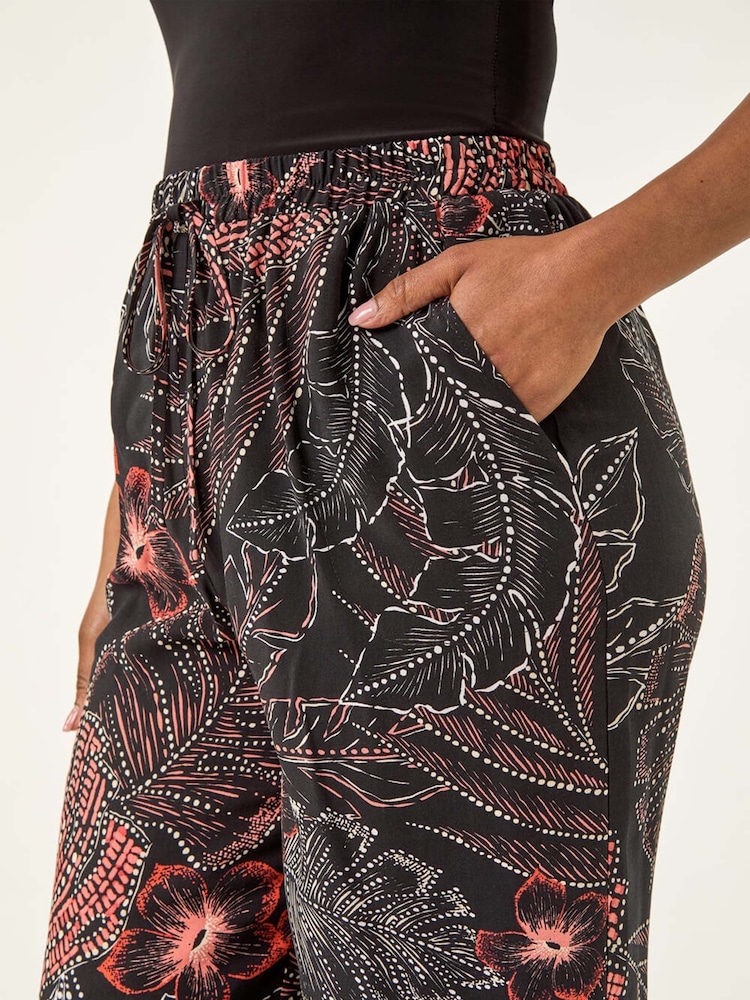 Roman Black Petite Abstract Culotte Trouser - Image 5 of 5