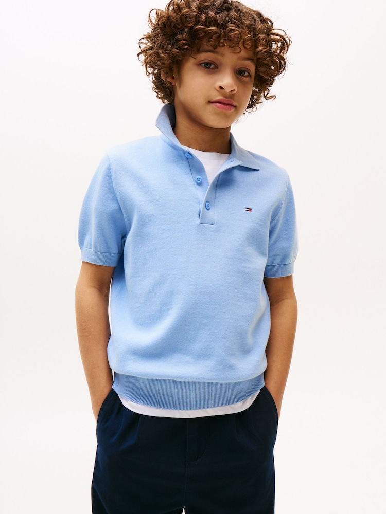 Tommy Hilfiger Blue Short Sleeve Polo Jumper - Image 1 of 5