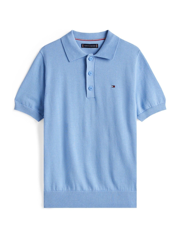 Tommy Hilfiger Blue Short Sleeve Polo Jumper - Image 5 of 5