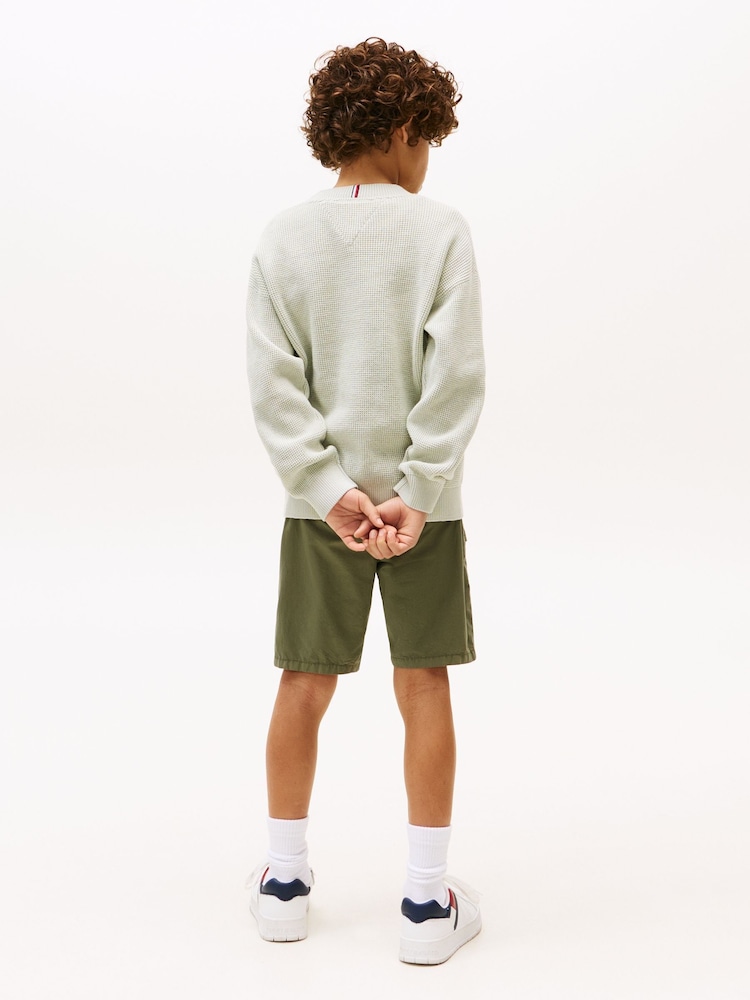 Tommy Hilfiger Green Textured Flag Embroidery Jumper - Image 2 of 5