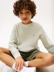 Tommy Hilfiger Green Textured Flag Embroidery Jumper - Image 4 of 5