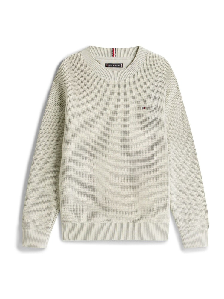 Tommy Hilfiger Green Textured Flag Embroidery Jumper - Image 5 of 5