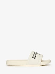 Superdry White City Luxe Pool Sliders - Image 1 of 2