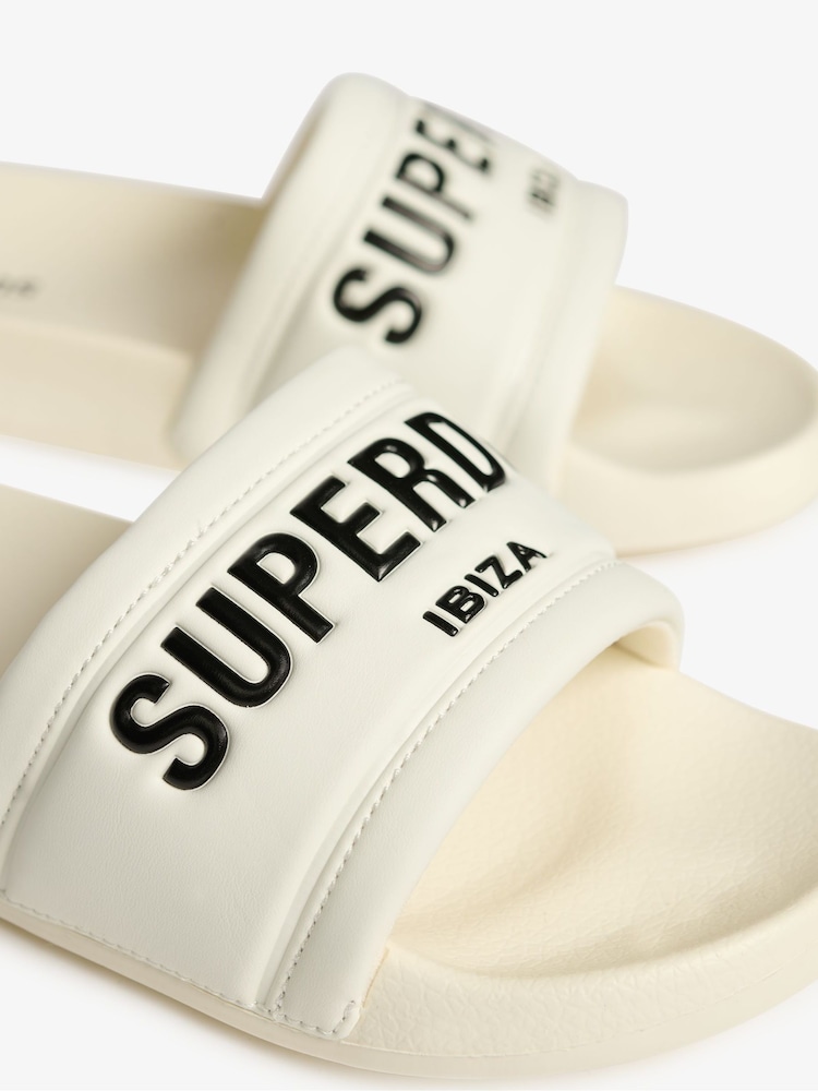 Superdry White City Luxe Pool Sliders - Image 2 of 2