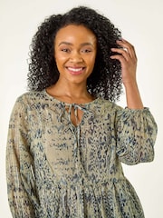Roman Green Petite Metallic Print Tunic Top - Image 3 of 5
