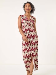 Roman Red Petite Abstract Twist Front Maxi Dress - Image 2 of 5