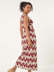 Roman Red Petite Abstract Twist Front Maxi Dress - Image 3 of 5