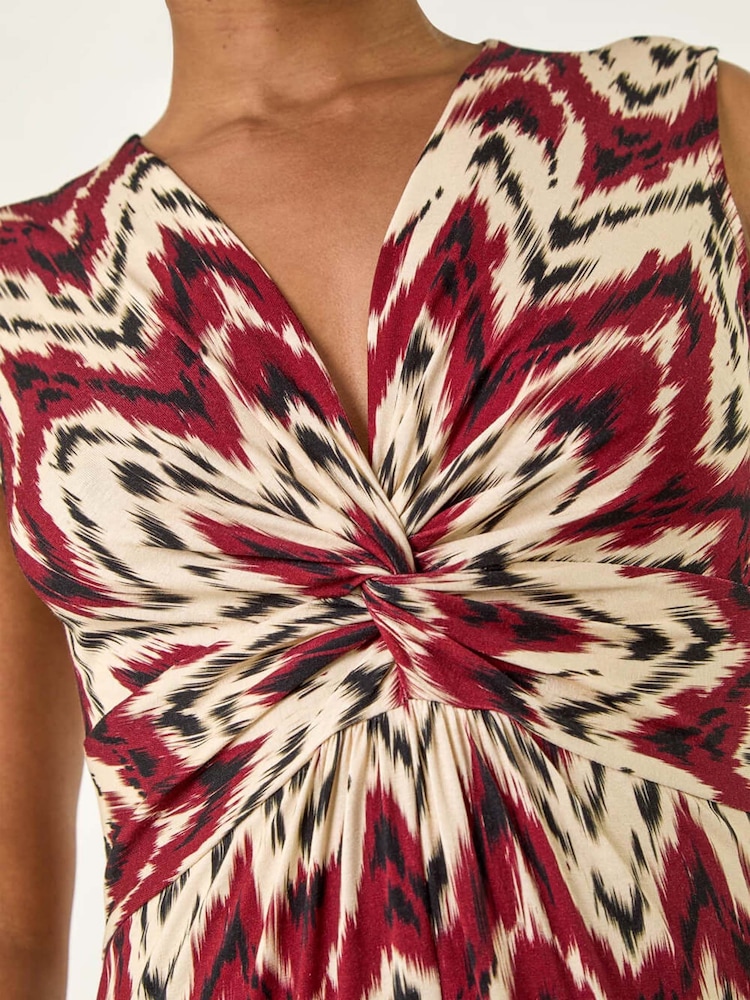 Roman Red Petite Abstract Twist Front Maxi Dress - Image 5 of 5
