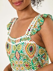 Roman Green Petite Abstract Frill Ric Rac Midi Dress - Image 5 of 5