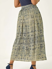 Roman Green Petite Metallic Print Tie Front Skirt - Image 3 of 5