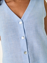 Roman Blue Petite Buttoned Sleeveless Blouse - Image 5 of 5