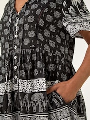 Roman Black Petite Elephant Print Smock Dress - Image 5 of 5