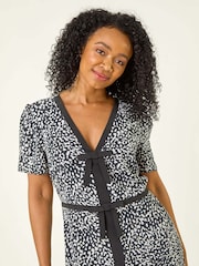 Roman Black Petite Contrast Bow Midi Dress - Image 4 of 5