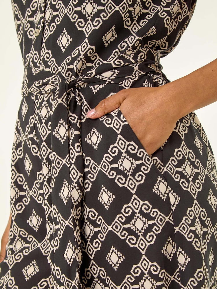 Roman Petite Geometric Tie Waist Playsuit - Imagen 5 de 5 Roman Petite Geometric Tie Waist Playsuit - Imagen 5 de 5