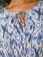 Roman Blue Petite Print Frill Midi Dress - Image 5 of 5