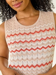 Roman Pink Petite Chevron Knitted Midi Dress - Image 2 of 5