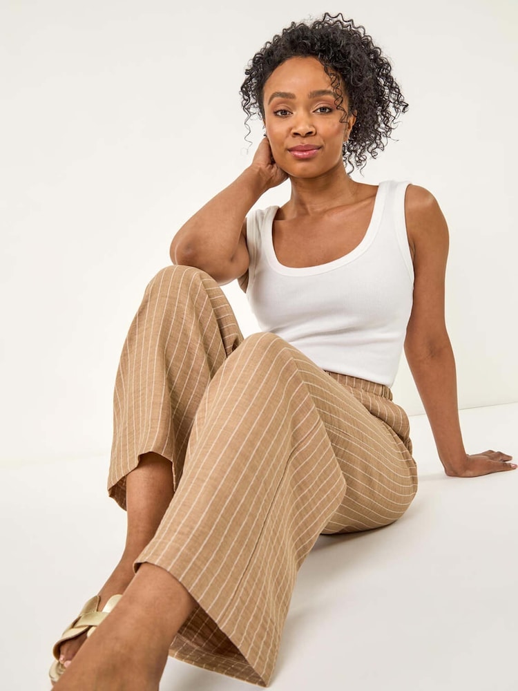 Roman Natural Petite Petite Stripe Pull On Stretch Trouser - Image 1 of 5