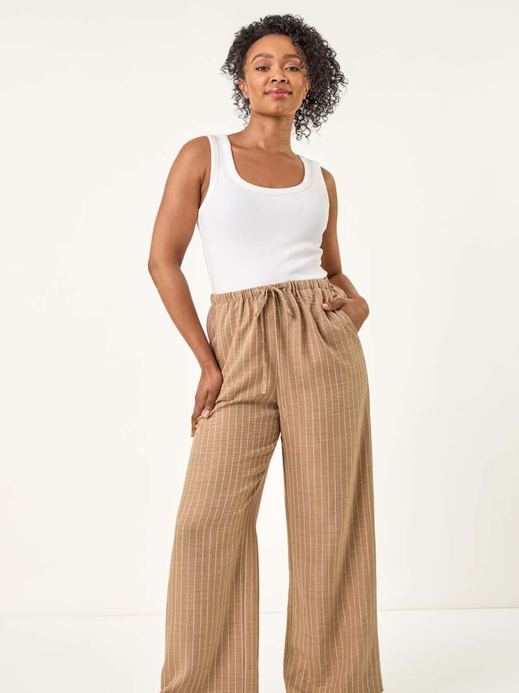 Roman Natural Petite Petite Stripe Pull On Stretch Trouser - Image 2 of 5