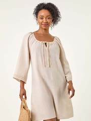 Roman Natural Petite Lace Trim Dress - Image 1 of 5