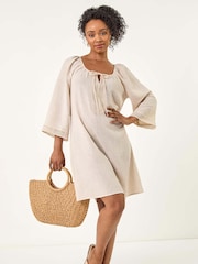 Roman Natural Petite Lace Trim Dress - Image 2 of 5