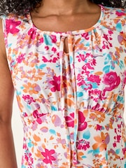 Roman Pink Petite Floral Print Tie Front Stretch Dress - Image 5 of 5