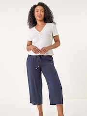 Roman White Petite Textured Button Through Blouse - Image 2 of 5