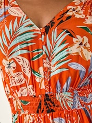 Roman Petite Leaf Print Shirred Midi Dress - Imagen 5 de 5