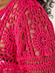 Roman Pink Petite Petite Crotchet 100% Cotton Tunic Top - Image 5 of 5
