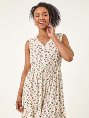 Roman White Petite Cherry Tie Waist Dress - Image 1 of 5