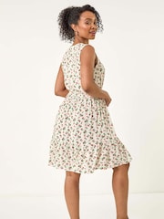 Roman White Petite Cherry Tie Waist Dress - Image 3 of 5
