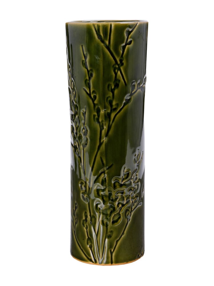 Laura Ashley Green Tall Reactive Glaze Pussy Willow Vase - Image 1 of 4