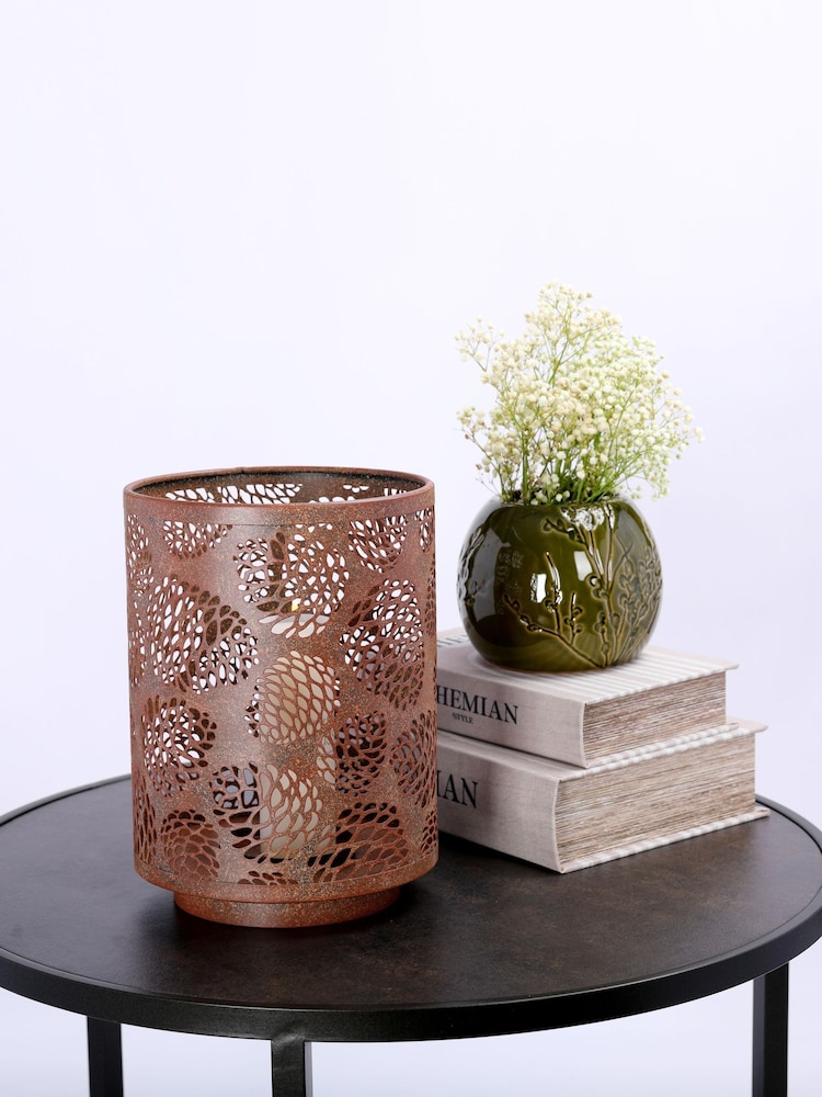 Laura Ashley Bronze Rust Cut-out Pinecone Hurricane Ornament - Image 1 of 5 Laura Ashley Bronze Rust Cut-out Pinecone Hurricane Ornament - Image 1 of 5