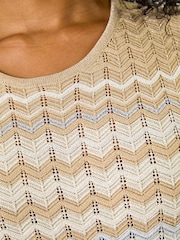 Roman Natural Petite Chevron Knitted Midi Dress - Image 5 of 5