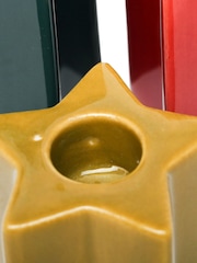 Laura Ashley Green Set of 3 Ceramic Star Candle Holders - Image 4 of 4