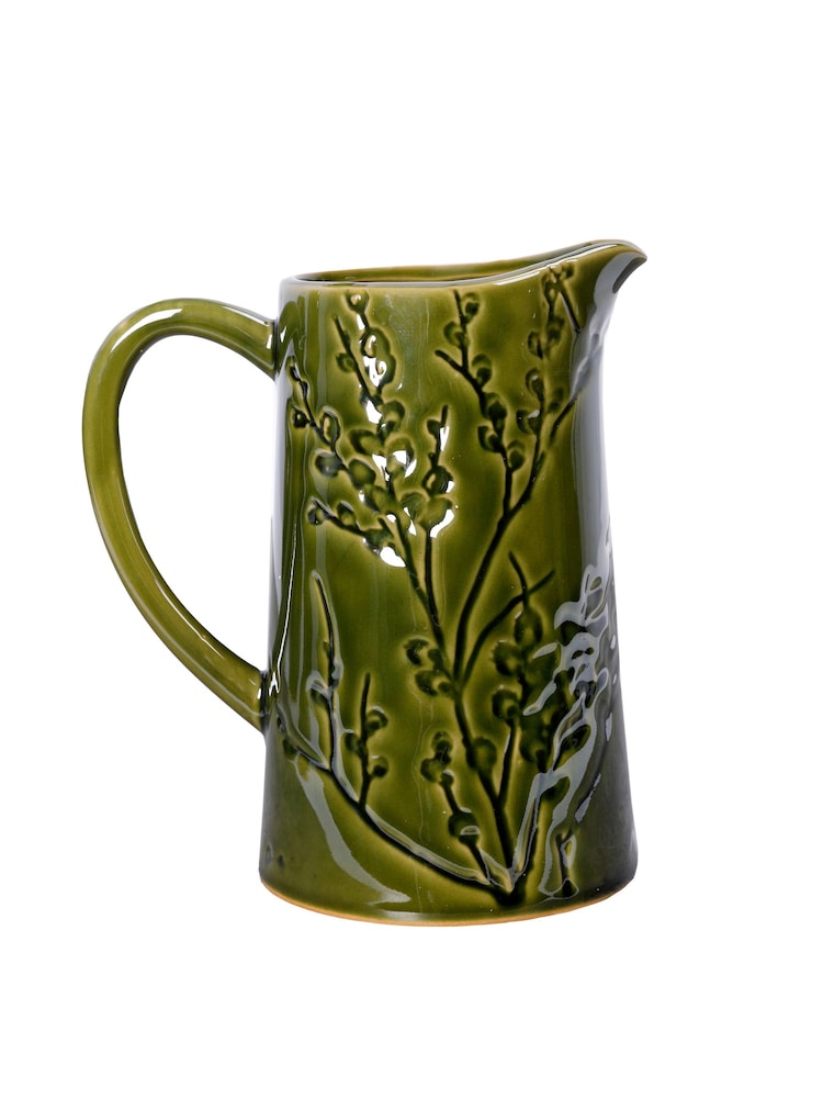 Laura Ashley Green Reactive Glaze Pussy Willow Jug - Image 1 of 4 Laura Ashley Green Reactive Glaze Pussy Willow Jug - Image 1 of 4