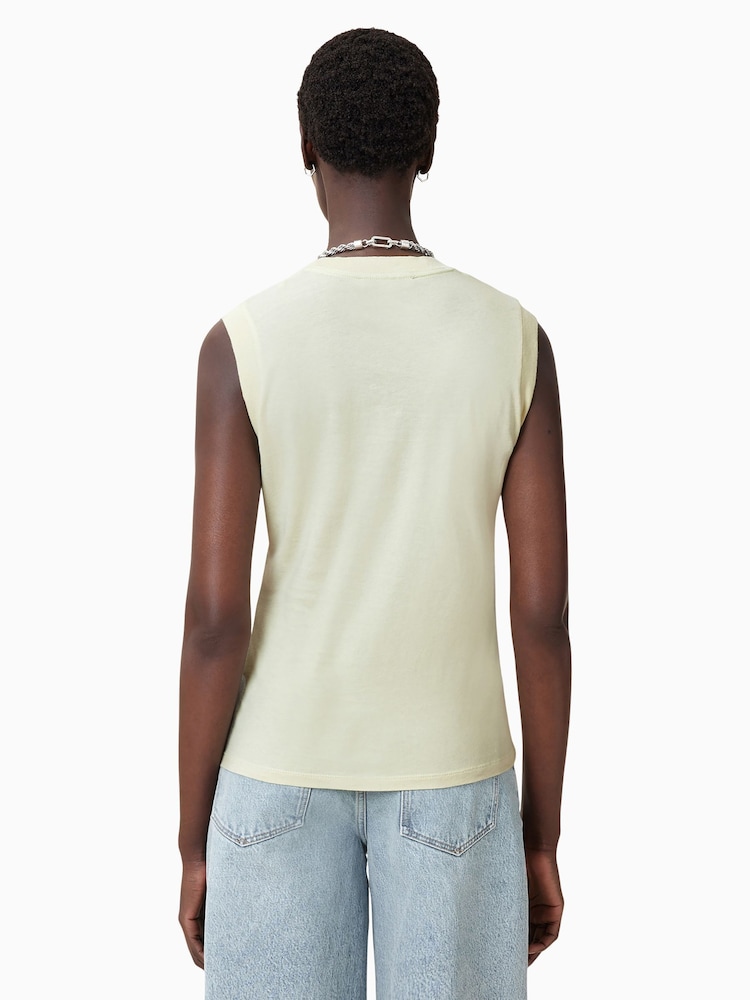 AllSaints Cream Imogen Black Crew Neck Cotton Tank - Image 5 of 6