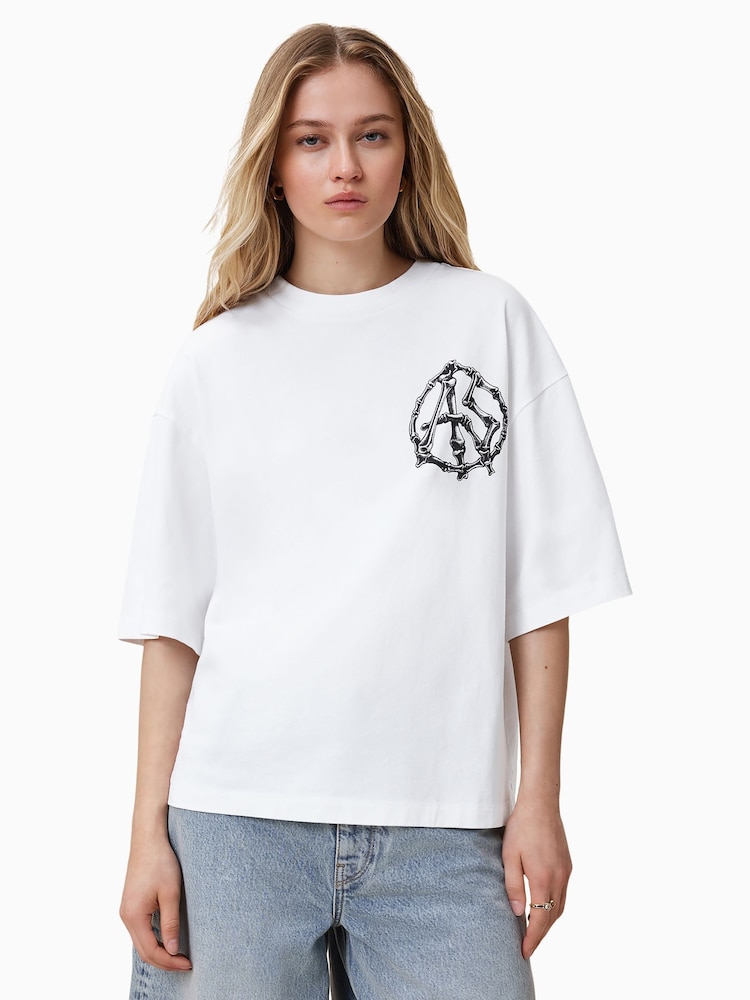 AllSaints White Anatomica Amelie 100% Organic Cotton T-Shirt - Image 1 of 6