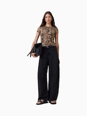 AllSaints Brown Ellie Mesh T-Shirt - Image 3 of 8