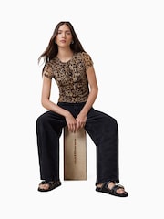 AllSaints Brown Ellie Mesh T-Shirt - Image 4 of 8