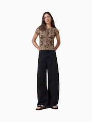 AllSaints Brown Ellie Mesh T-Shirt - Image 5 of 8