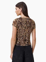 AllSaints Brown Ellie Mesh T-Shirt - Image 7 of 8