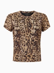 AllSaints Brown Ellie Mesh T-Shirt - Image 8 of 8
