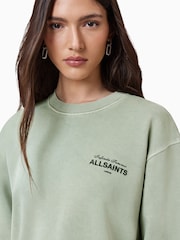 AllSaints Green Soleil Etta 100% Organic Cotton Sweat Top - Image 6 of 9