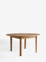 Dark Natural Hayford Oak Effect Chevron 4 to 6 Seater Extending Round Dining Table - Image 5 of 10