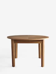 Dark Natural Hayford Oak Effect Chevron 4 to 6 Seater Extending Round Dining Table - Image 6 of 10