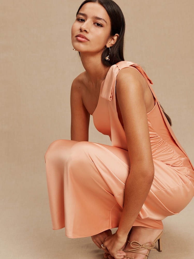 Buy Apricot Bow One Shoulder Maxi Bridesmaid Dress from the Next UK online  shop