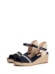 Tommy Hilfiger Blue Fringe Canvas Wedge Sandals - Image 2 of 4