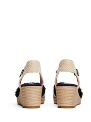 Tommy Hilfiger Blue Fringe Canvas Wedge Sandals - Image 3 of 4